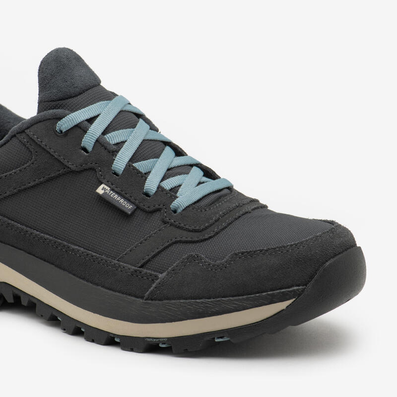 Chaussure de randonnée cuir femme, NH500 basse gris