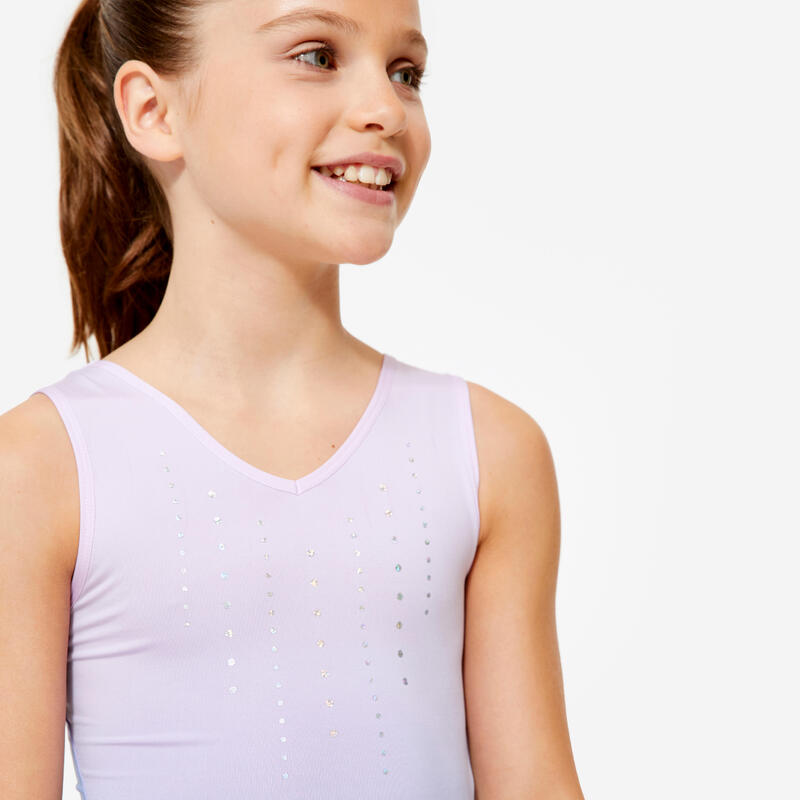 Justaucorps de gymnastique sans manches fille, mauve