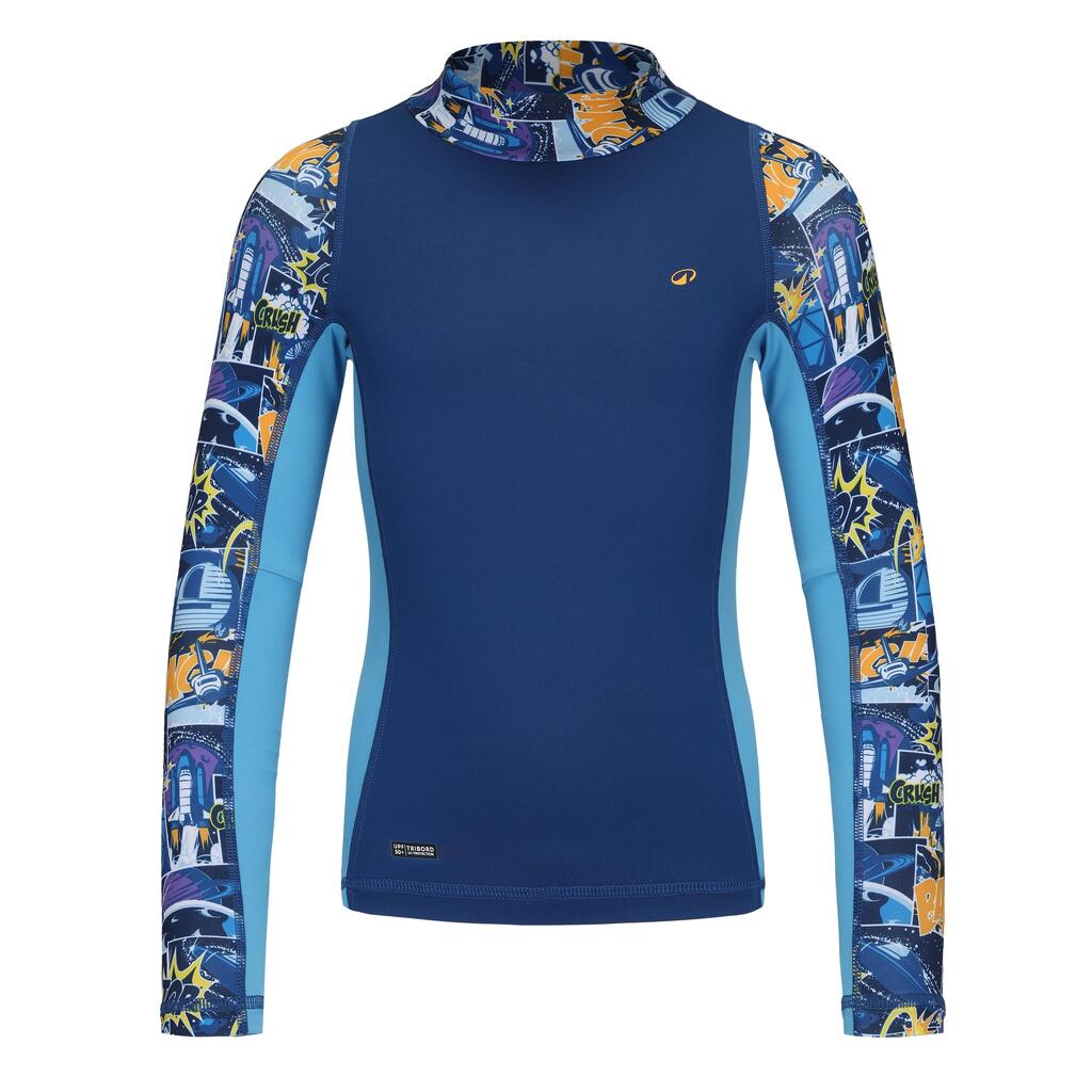 Boy surfing  uv tee shirt 500 long sleeve WAVE