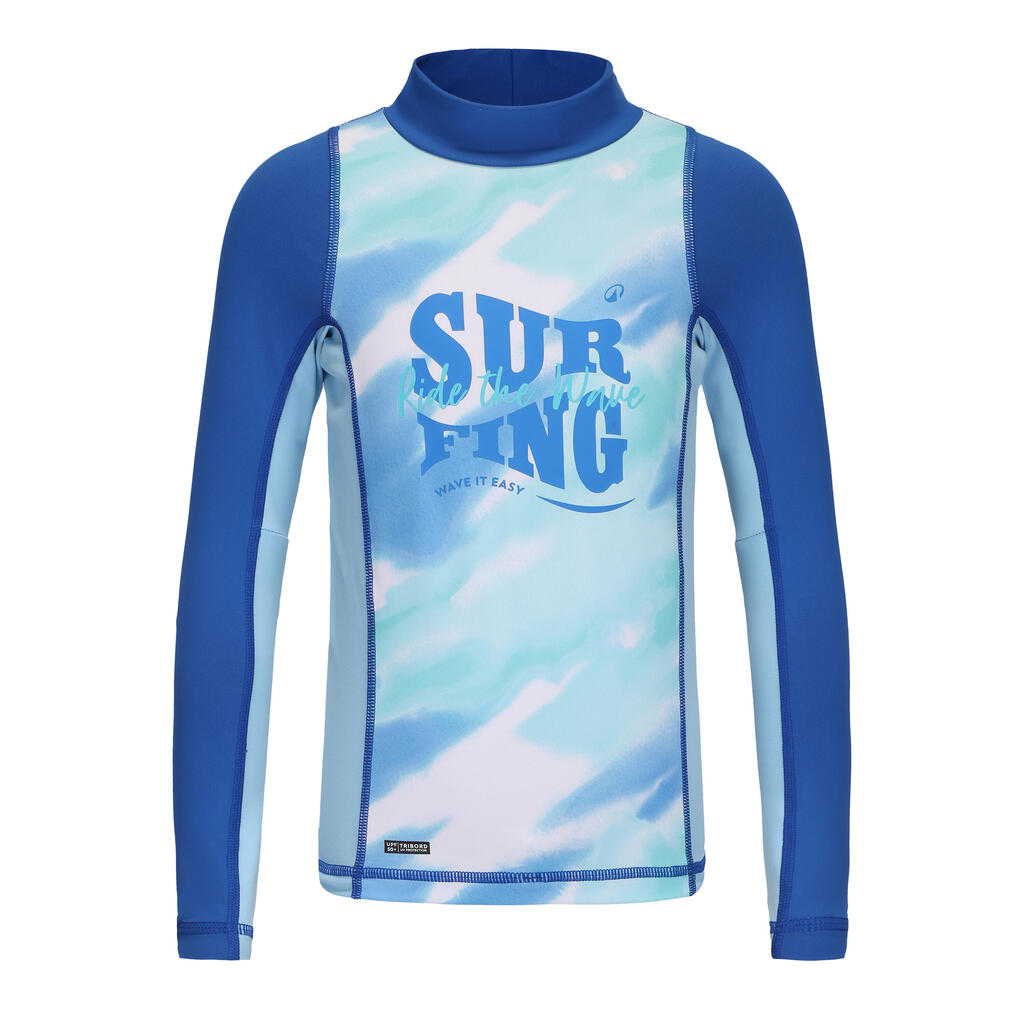 Boy surfing  uv tee shirt 500 long sleeve WAVE