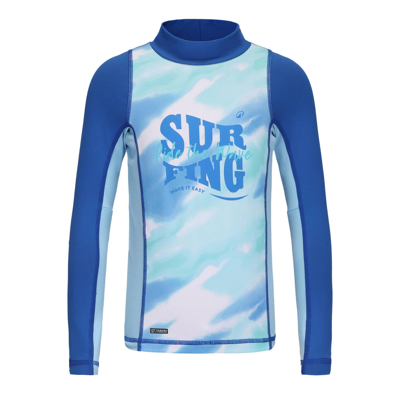 Boys’ surfing UV t-shirt 500 long sleeve WAVE