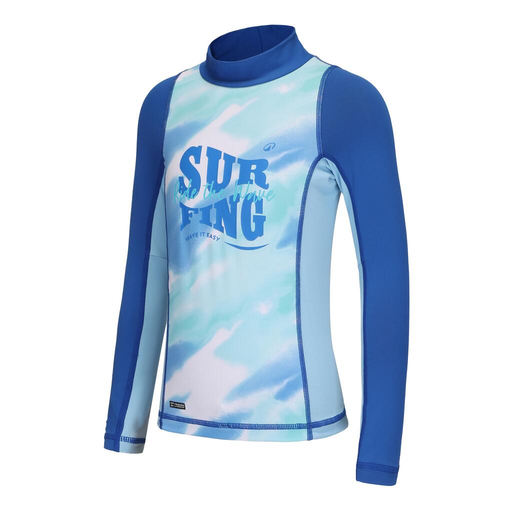 Boy surfing  uv tee shirt 500 long sleeve WAVE