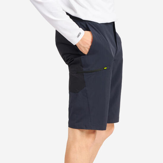 Pantaloncini vela uomo SAILING 500 idrorepellenti grigio-nero