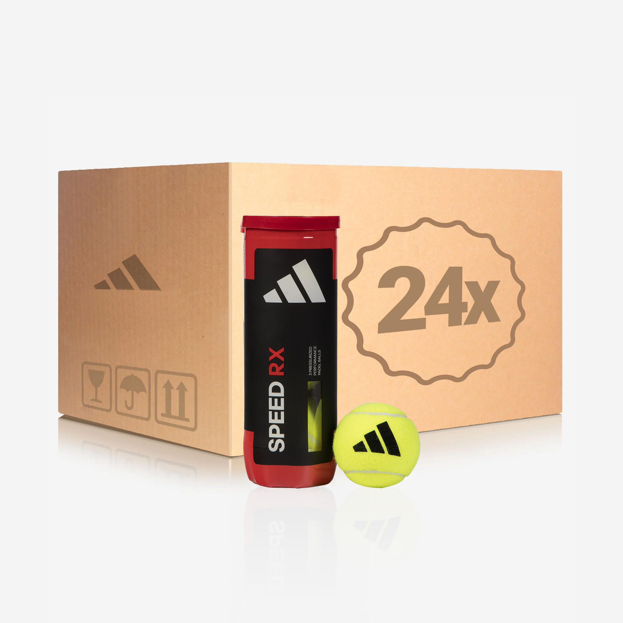 Caixa de 24 tubos de 3 bolas de padel pressurizadas - adidas speed rx