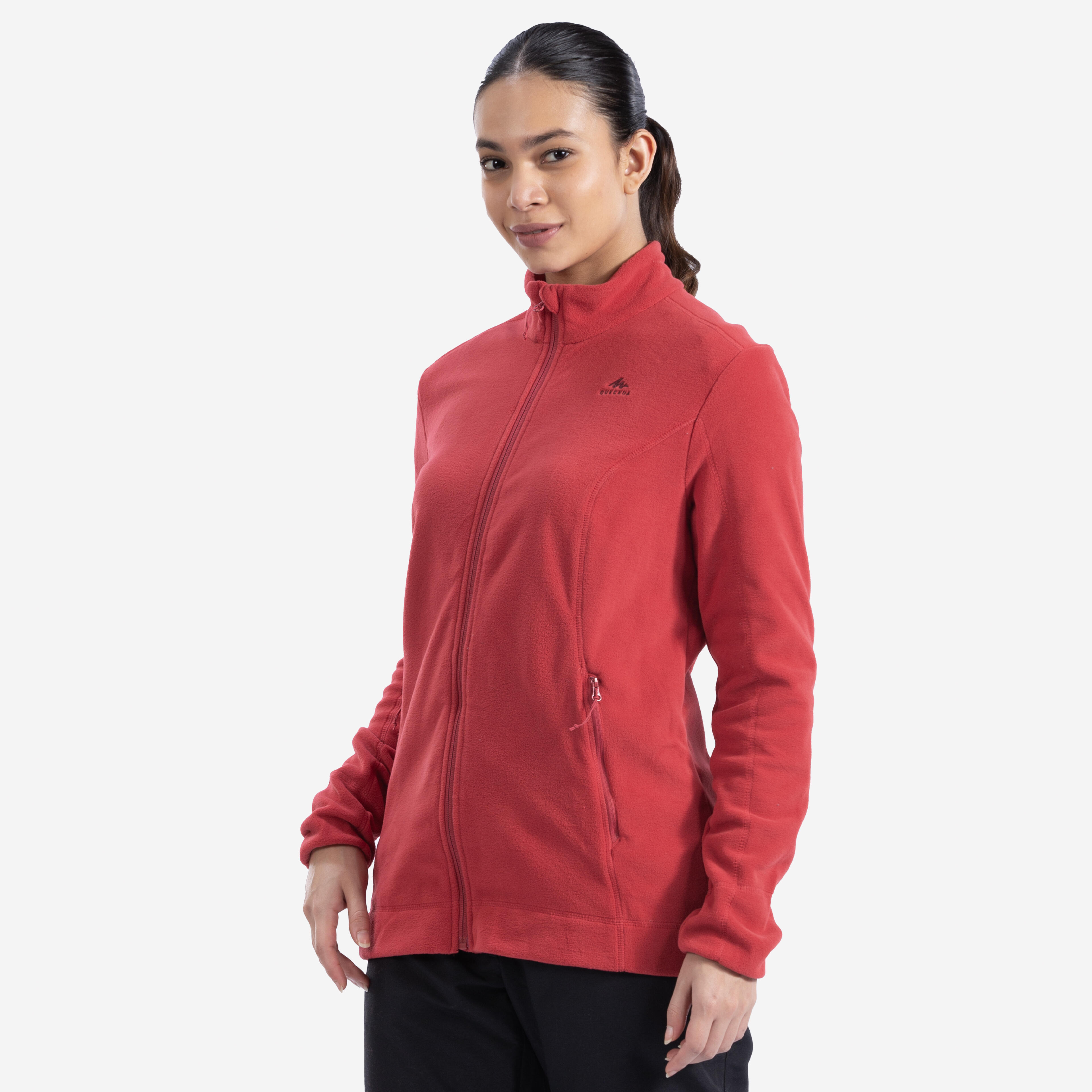 Women’s mountain hiking fleece jacket, MH100 - Red image