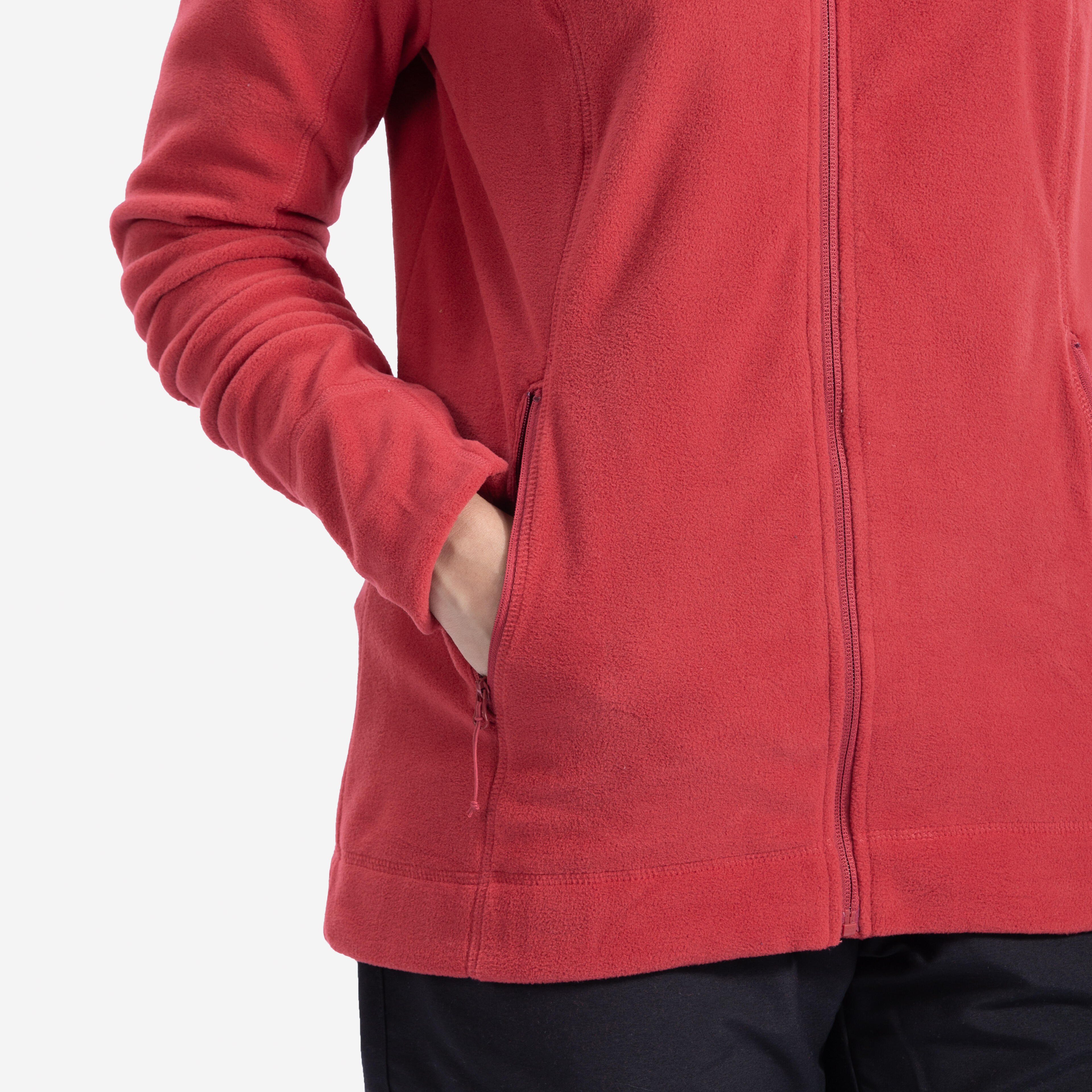 Women’s mountain hiking fleece jacket, MH100 - Red