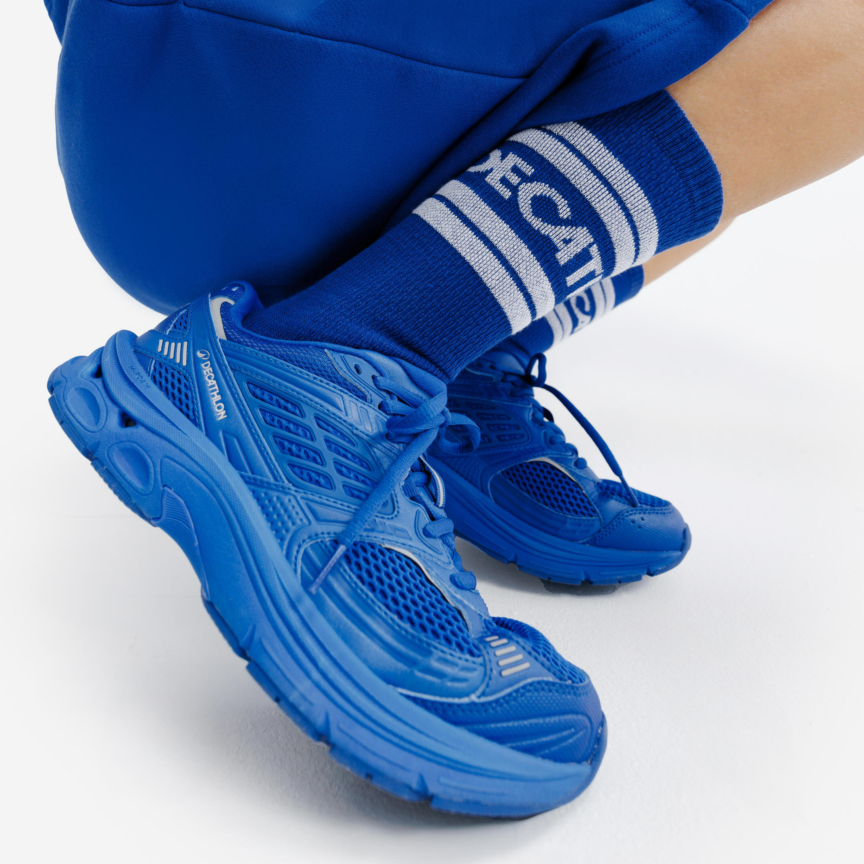 Mid-calf socks, blue and white, pack of 2 7/7
