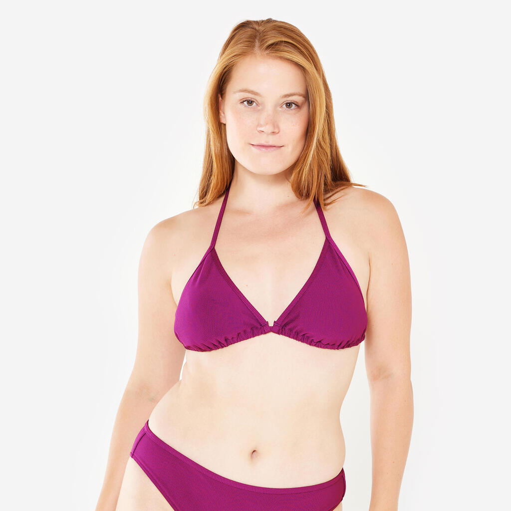 Women’s surfing textured triangle bikini top - Mae purple