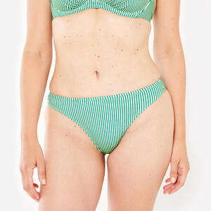 Women’s surfing bikini bottoms striped briefs - Nina green and white