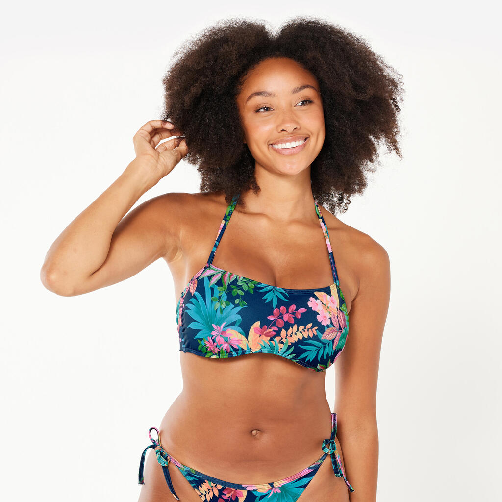 Women’s surfing bandeau swimsuit top - Laura borabora blue