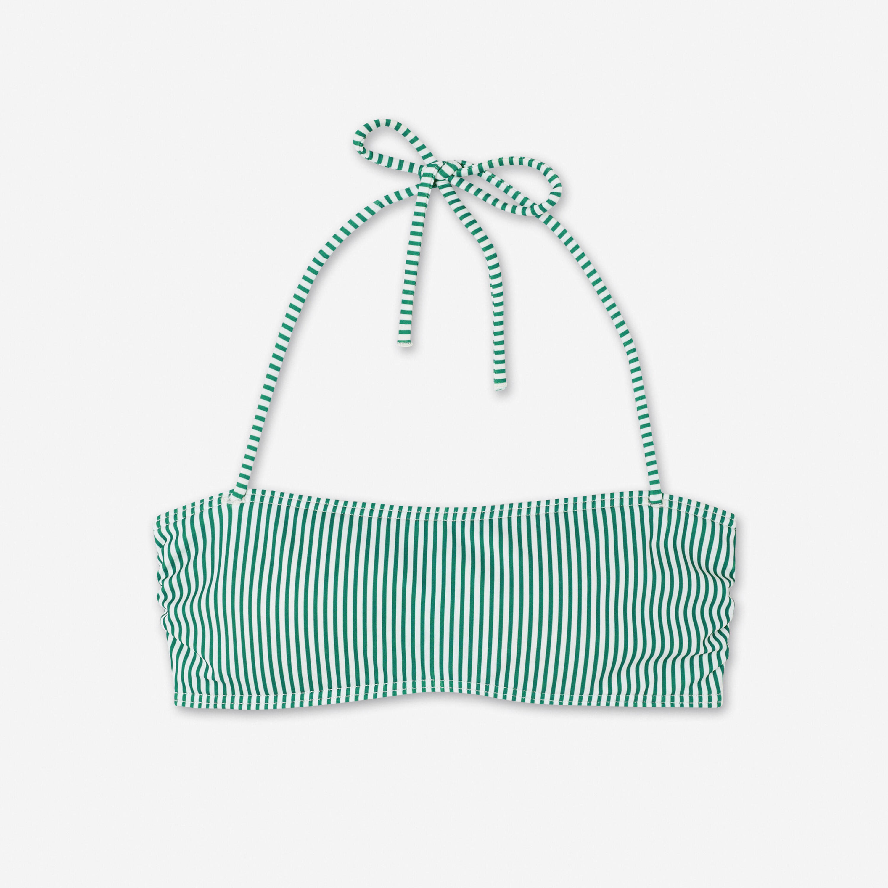 Haut de maillot de bain bandeau surf rayé Femme - Laura vert et blanc 6/7
