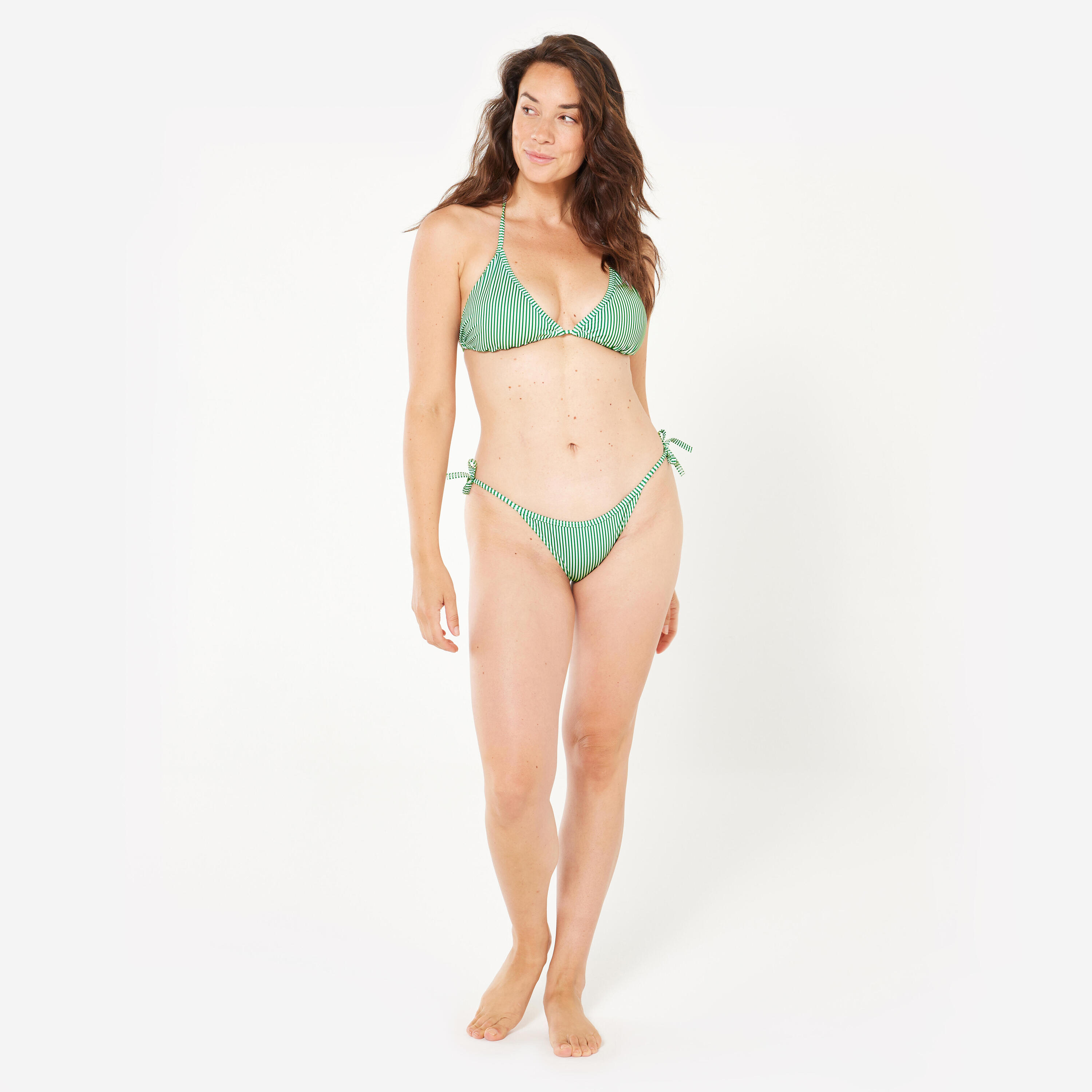 Triangel bikinitop met pads Mae Stripes groen/wit 2/7