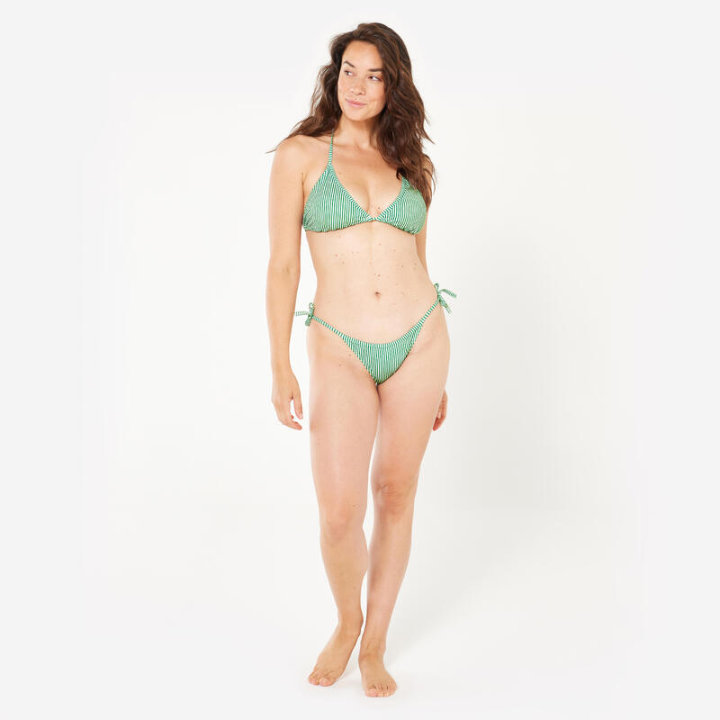 Slip de baie cu nod dungi surf Sofy Verde și alb Damă