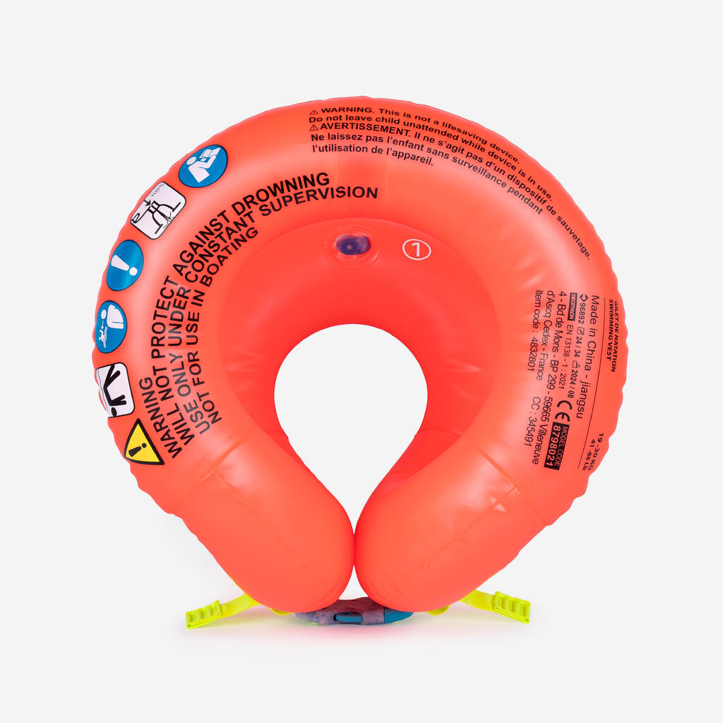 Gilet de natation gonflable 19-30 kg - orange