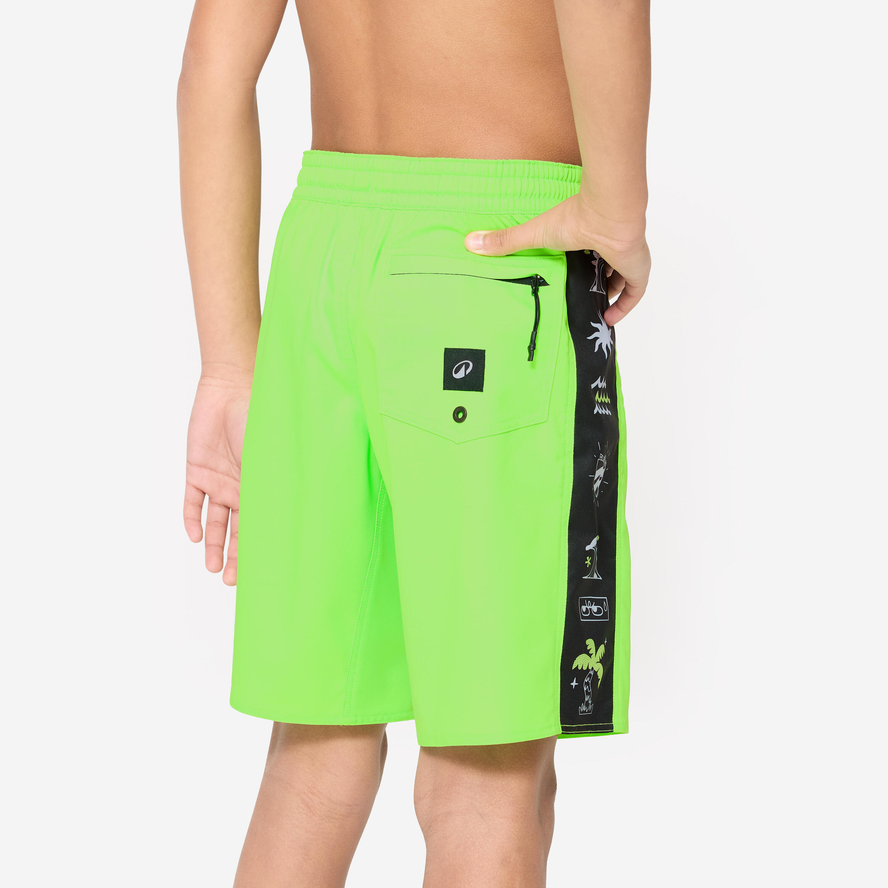 Boardshort voor surfen jongens 900 Band groen 4/5
