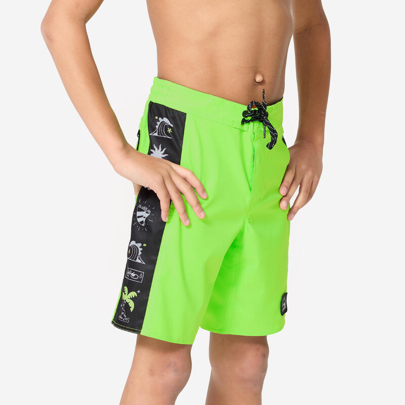 Șort de baie surf 900 Band Verde Copii
