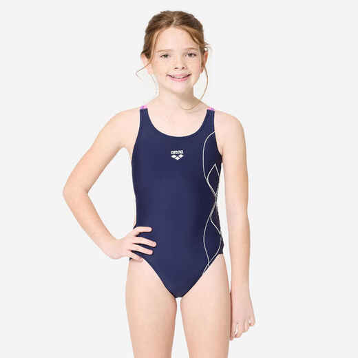 
      Girls’ 1-piece swimsuit - Arena navy double straps
  