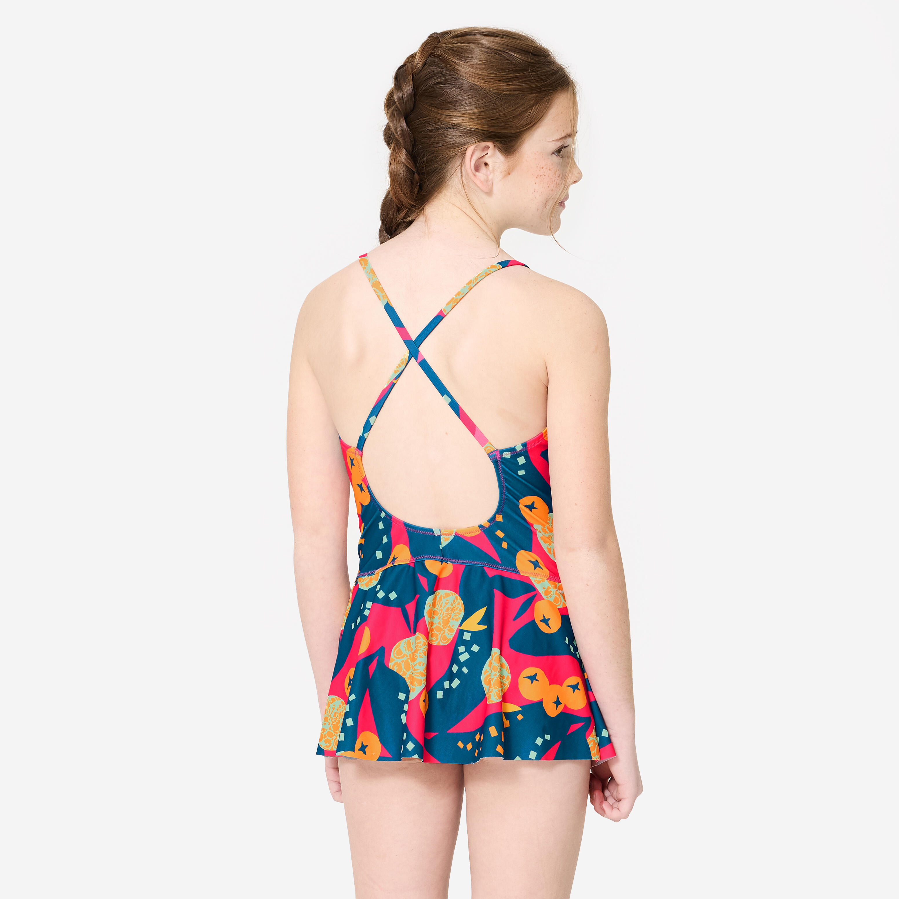 Girls' 1-Piece Skirt Swimsuit 100 Lila Secure Fit & Stylish Pink