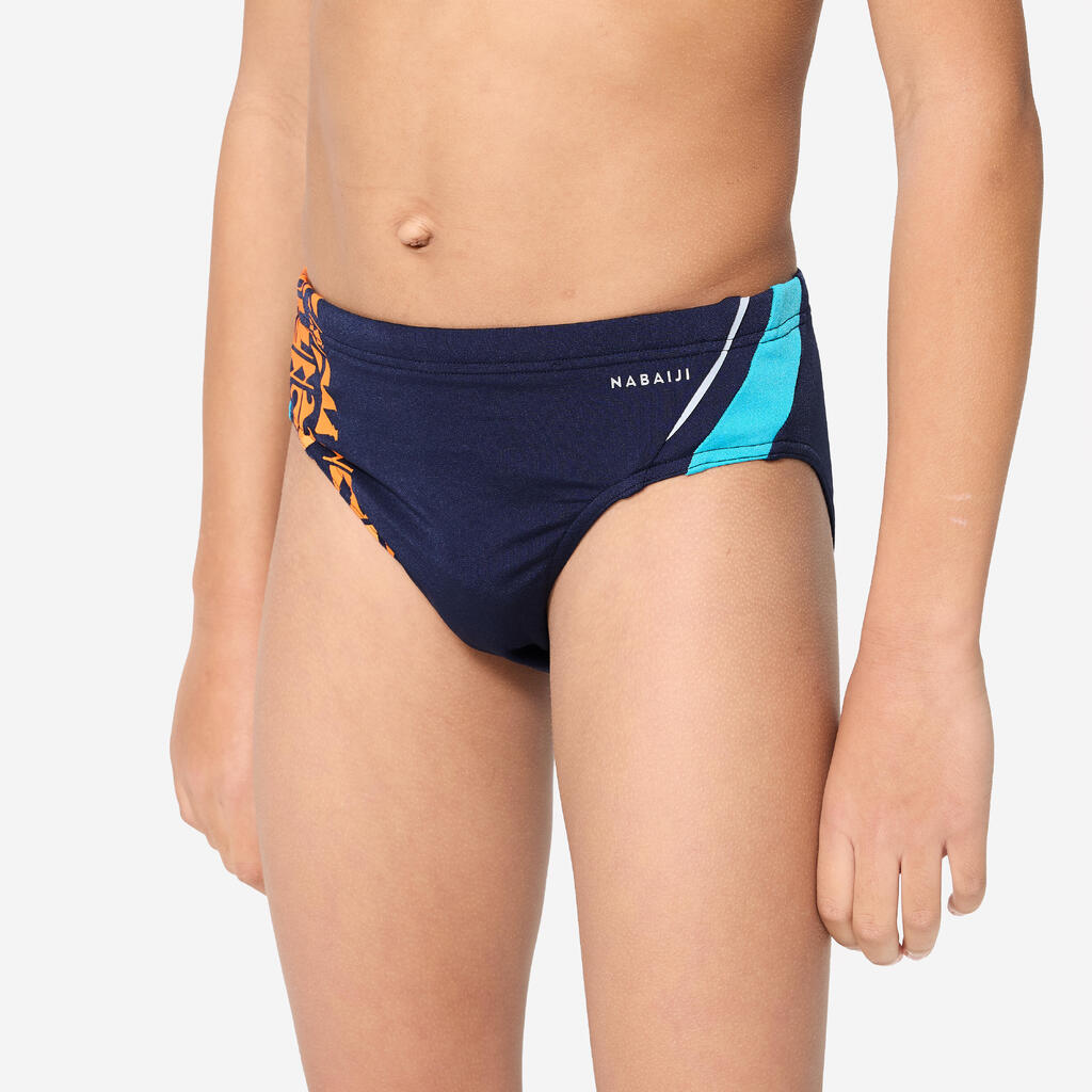 Slip de bain natation Garçon - 900 Yoke bleu orange