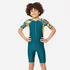 Boys' Short Sleeve Shorty Swimsuit 100 Stretchable & Durable Duck Blue Orange