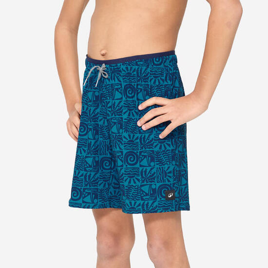 Short de bain long natation Garçon ado, Atao Bleu