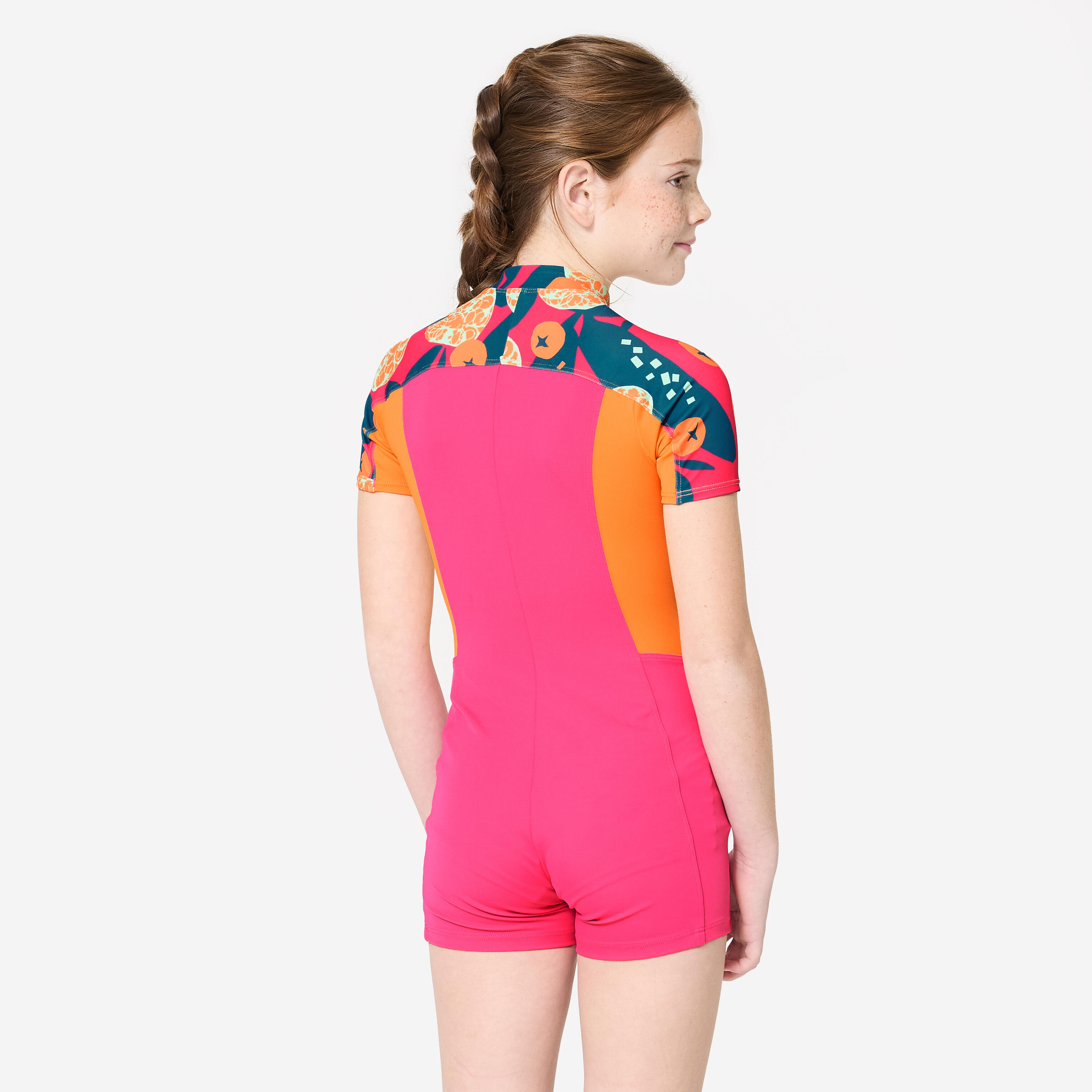 Girls' Shorty Swimsuit 100 All Hotu Lightweight & Stretchable Pink