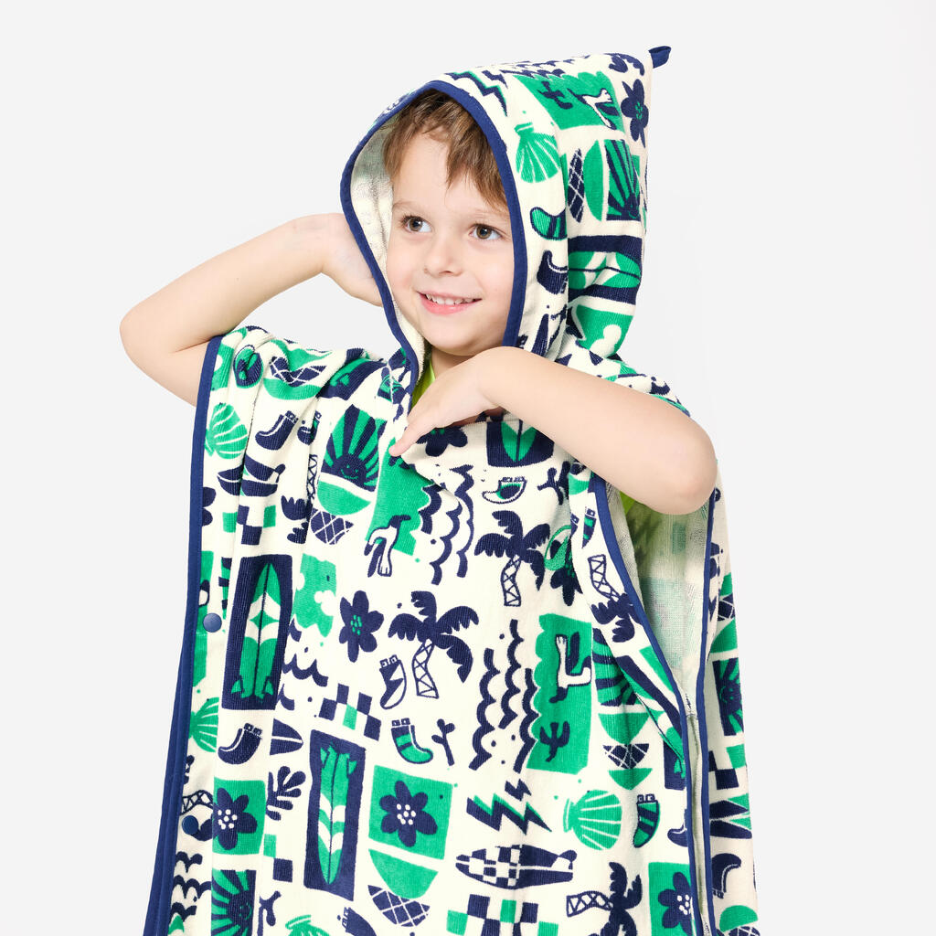 Kids’ Surf Poncho 110 to 135 cm - 500 Daisy multi-colour