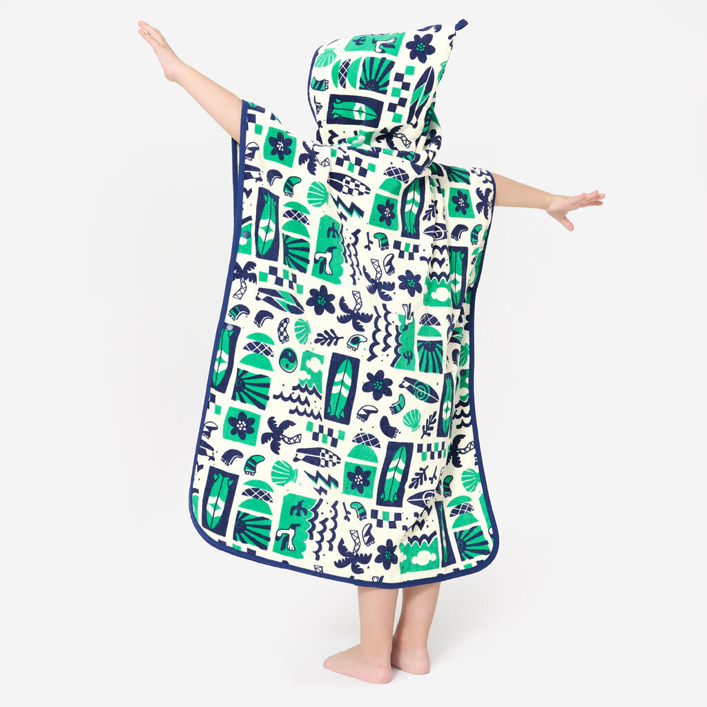 Kids’ Surf Poncho 110 to 135 cm - 500 Daisy multi-colour