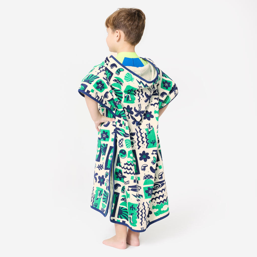 Kids’ Surf Poncho 110 to 135 cm - 500 Daisy multi-colour