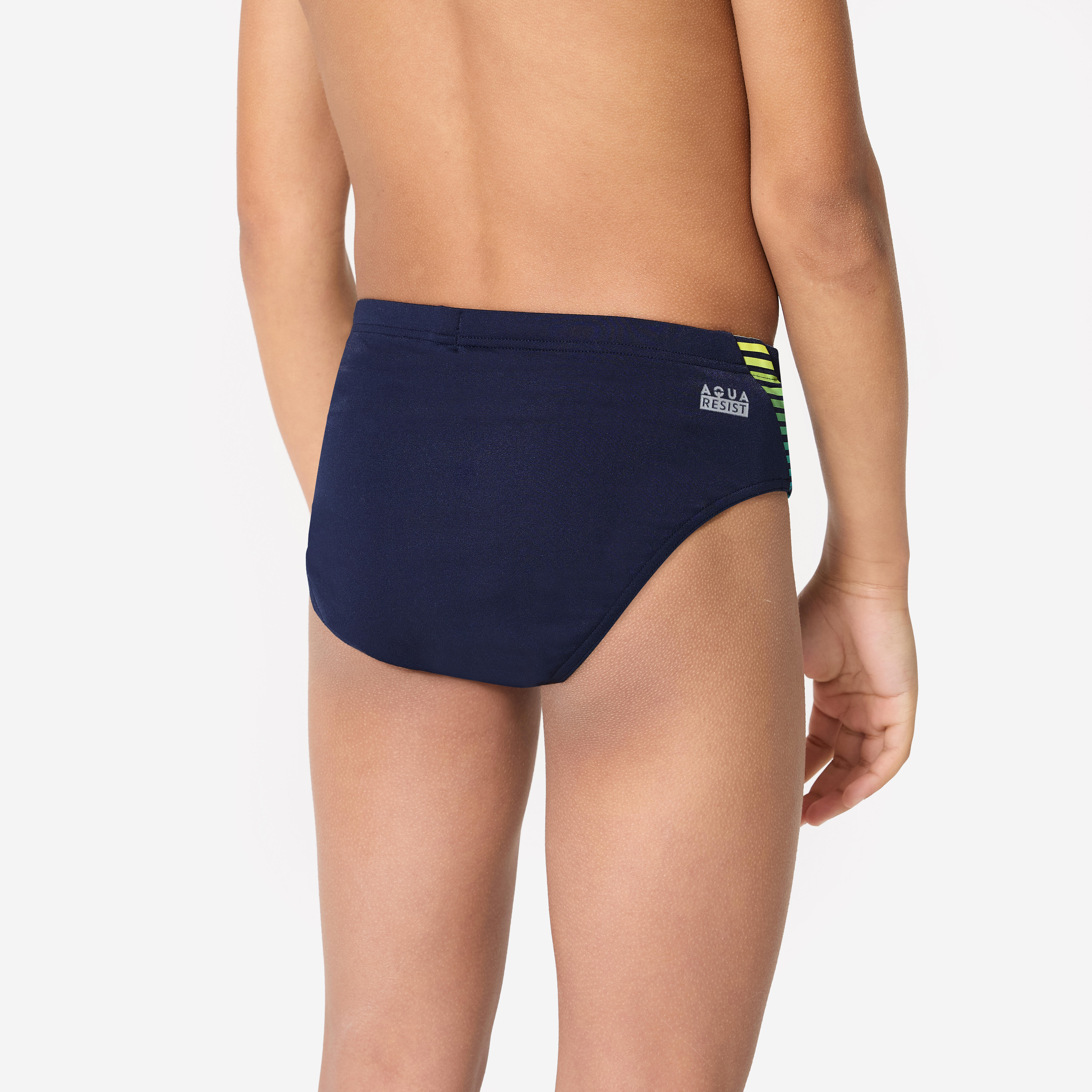 DECATHLON Chlapčenské slipové plavky 900 Yoke modro-žlté 10-11 r (141-150 cm) · záber 5