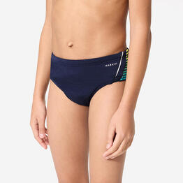 Slip de bain natation Garçon - 900 Yoke bleu jaune