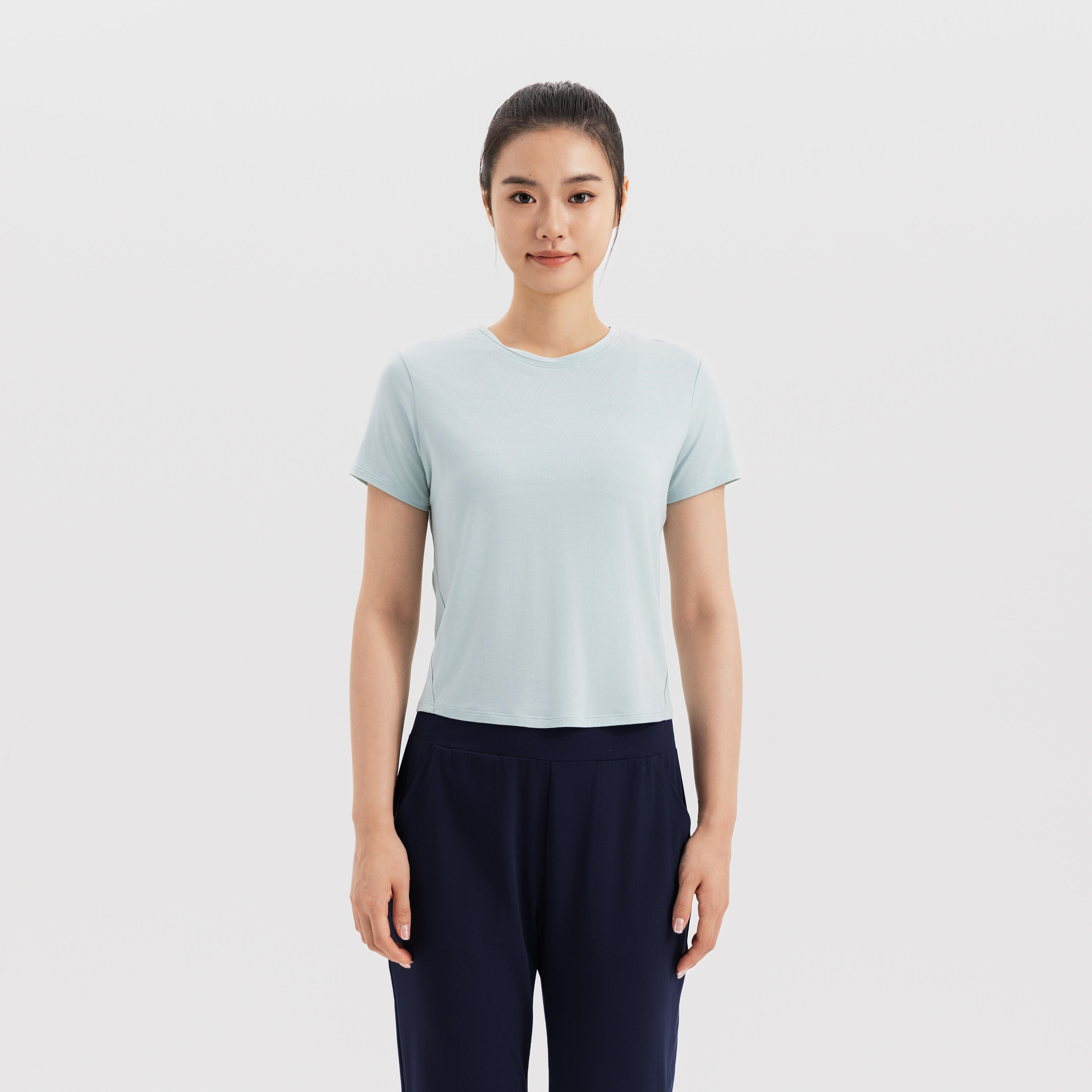 Kimjaly Women's Yoga Silk Crop Top 520 - Celadon Green