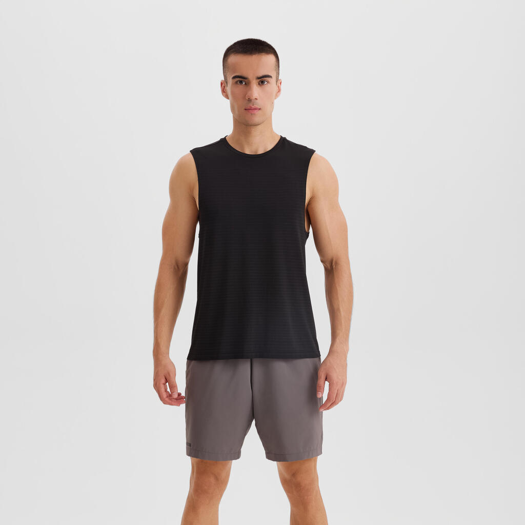 DEBARDEUR DE RUNNING 500 CONFORT SANS COUTURES LATERALES NOIR FUMÉ