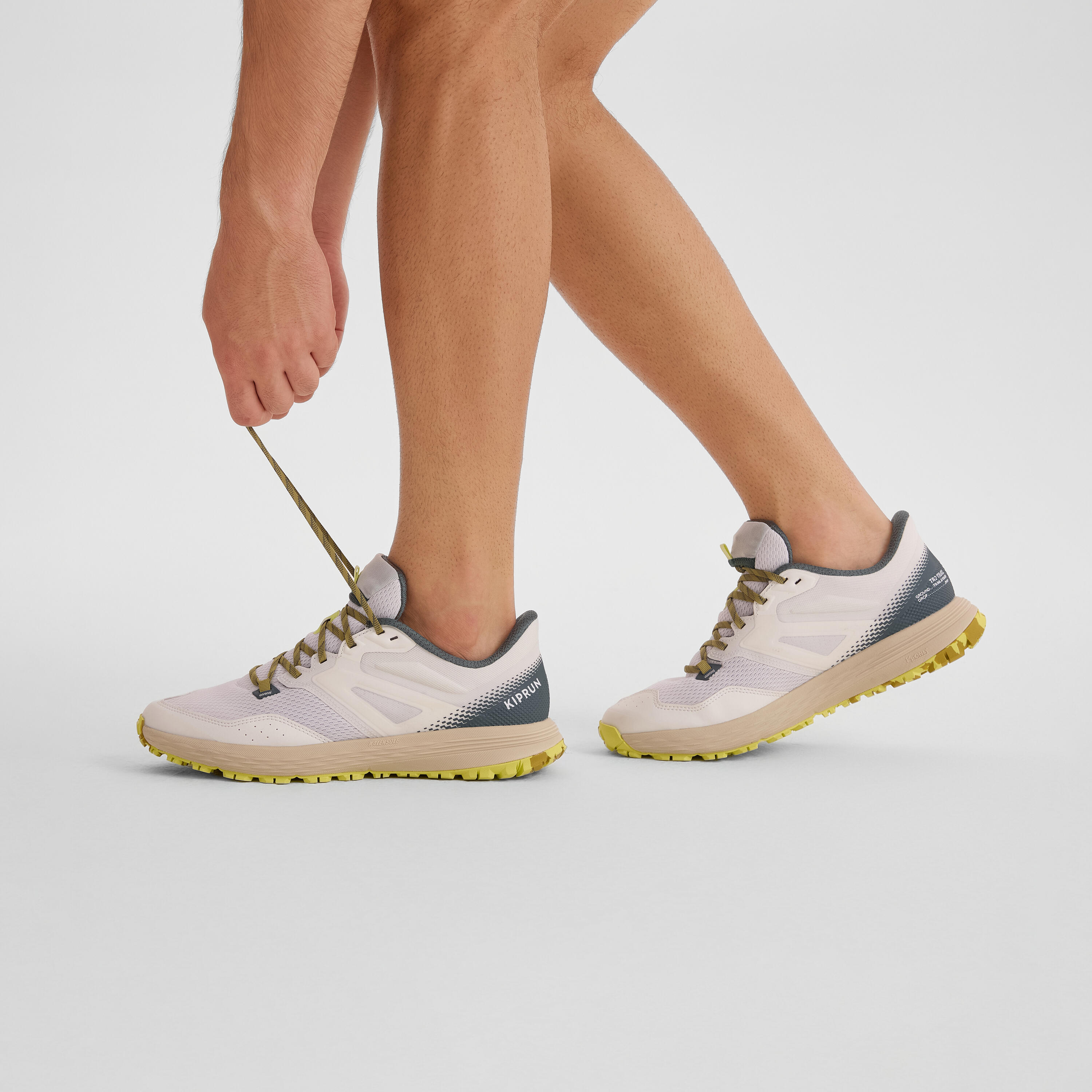Chaussures de running trail homme, Kiprun tr2 beige, blanc 3/13