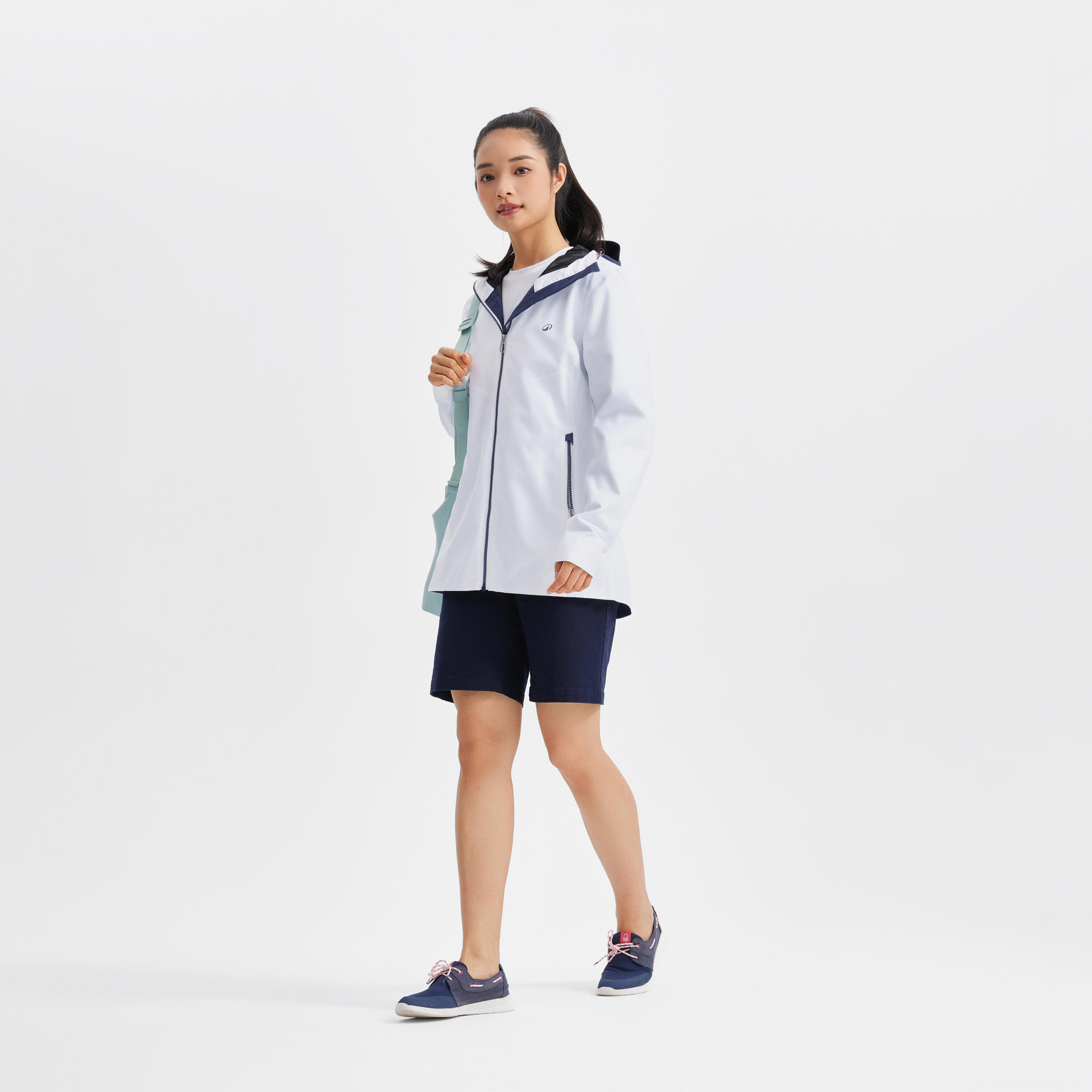 Chamarra de vela impermeable blanca para mujer Sailing 100 16/20