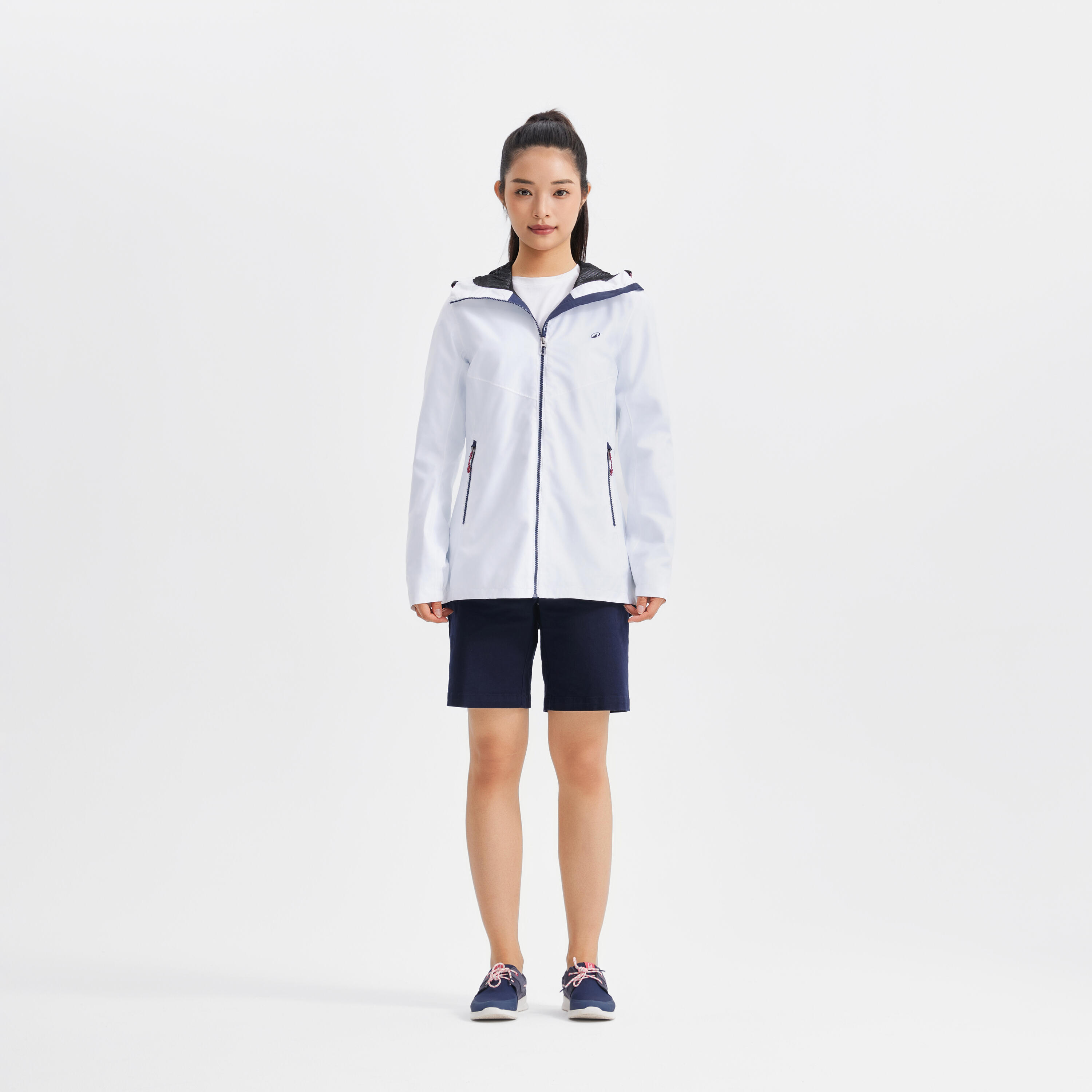 Chamarra de vela impermeable blanca para mujer Sailing 100 15/20