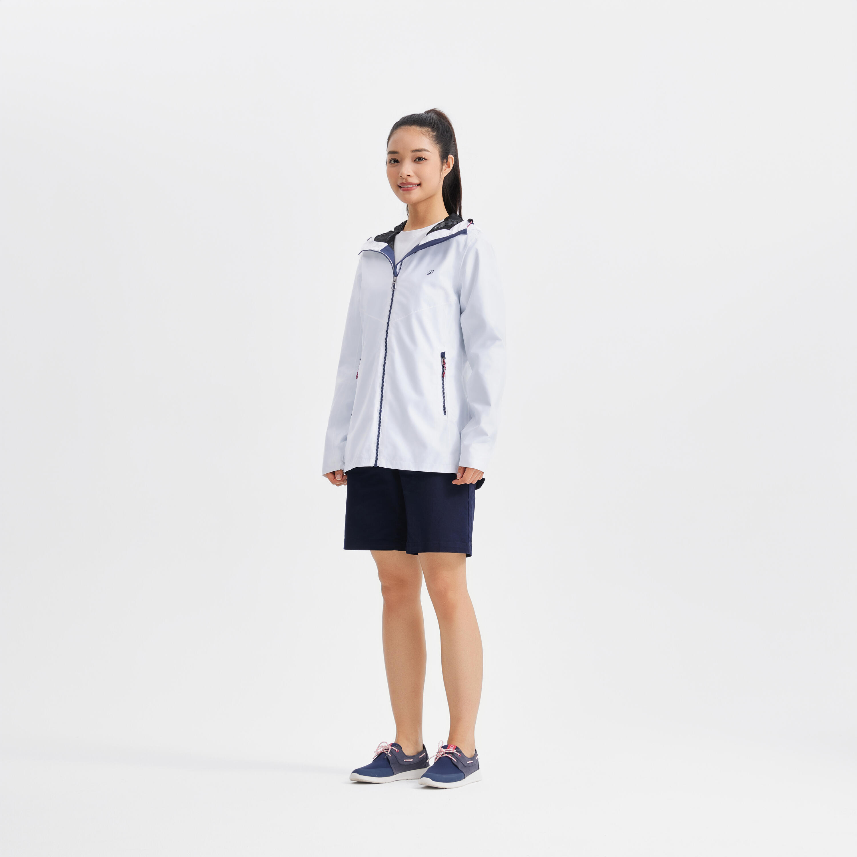 Chamarra de vela impermeable blanca para mujer Sailing 100 13/20