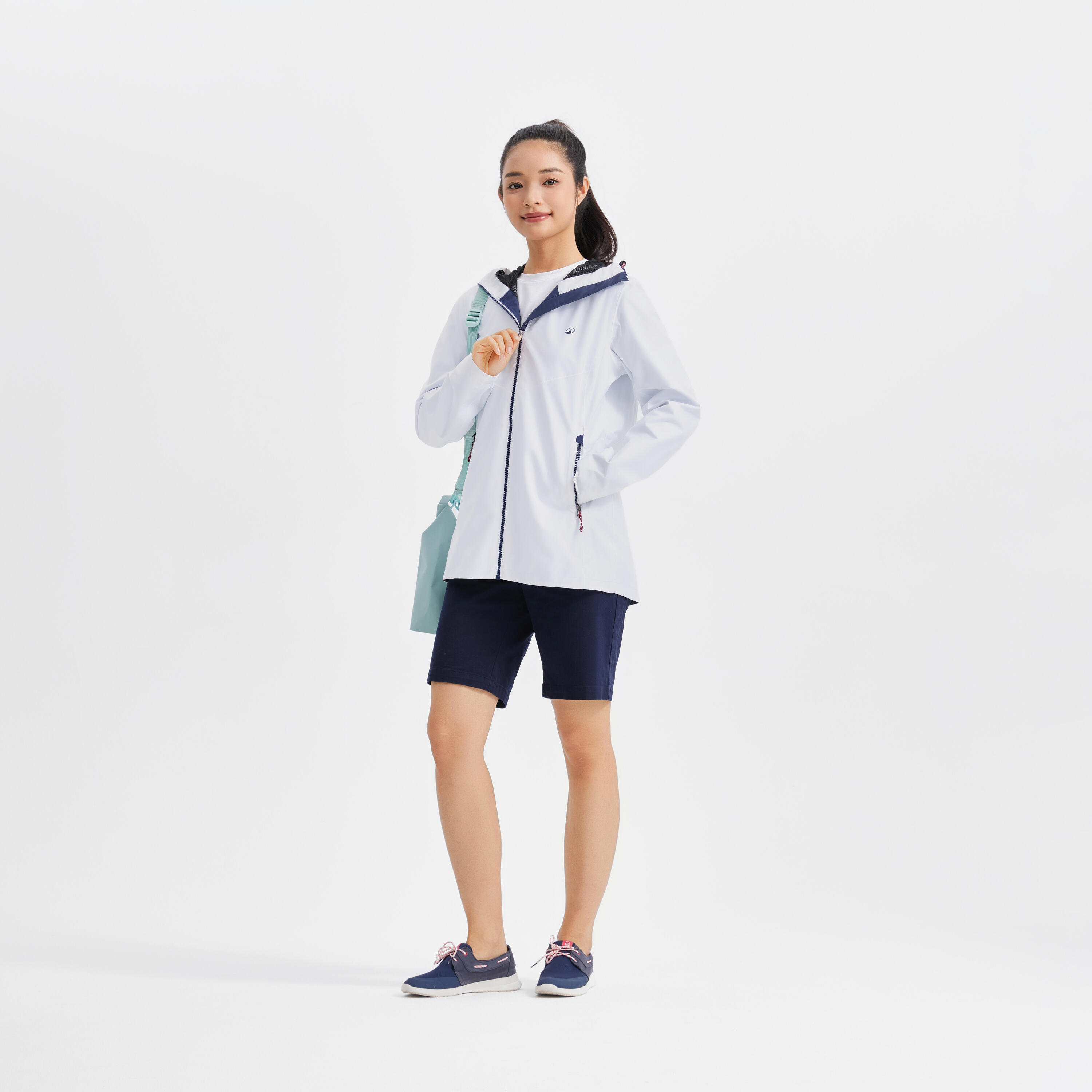 Chamarra de vela impermeable blanca para mujer Sailing 100 11/20
