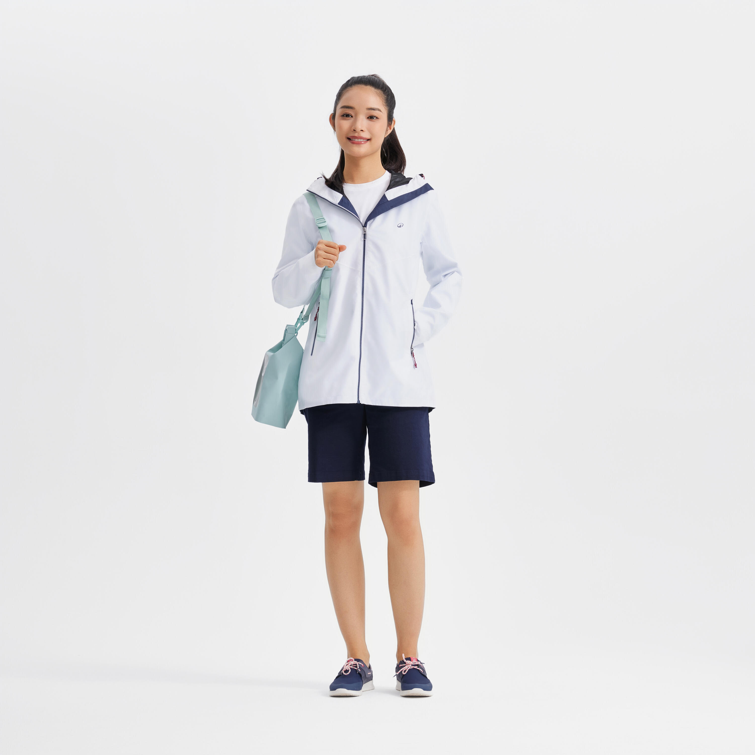 Chamarra de vela impermeable blanca para mujer Sailing 100 10/20