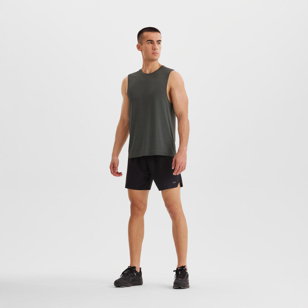 DEBARDEUR DE RUNNING 500 CONFORT SANS COUTURES LATERALES VERT FUMÉ
