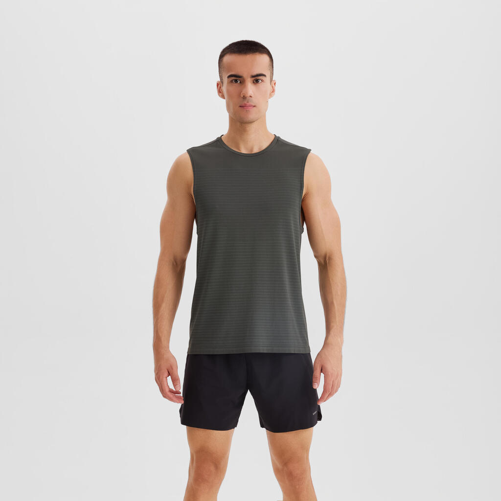 DEBARDEUR DE RUNNING 500 CONFORT SANS COUTURES LATERALES VERT FUMÉ