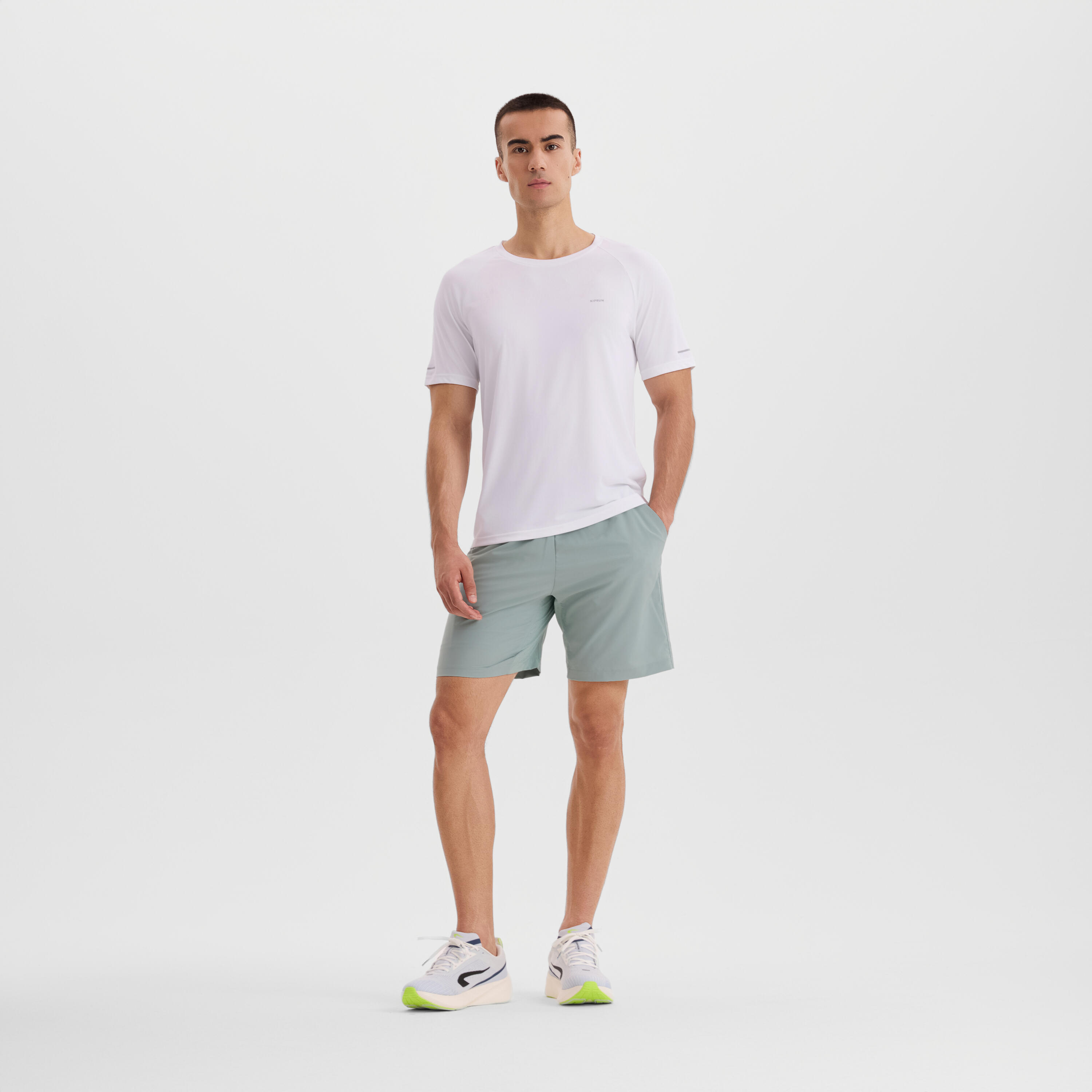 Men's Running Shorts - KIPRUN Run 500 Dry - Frozen green