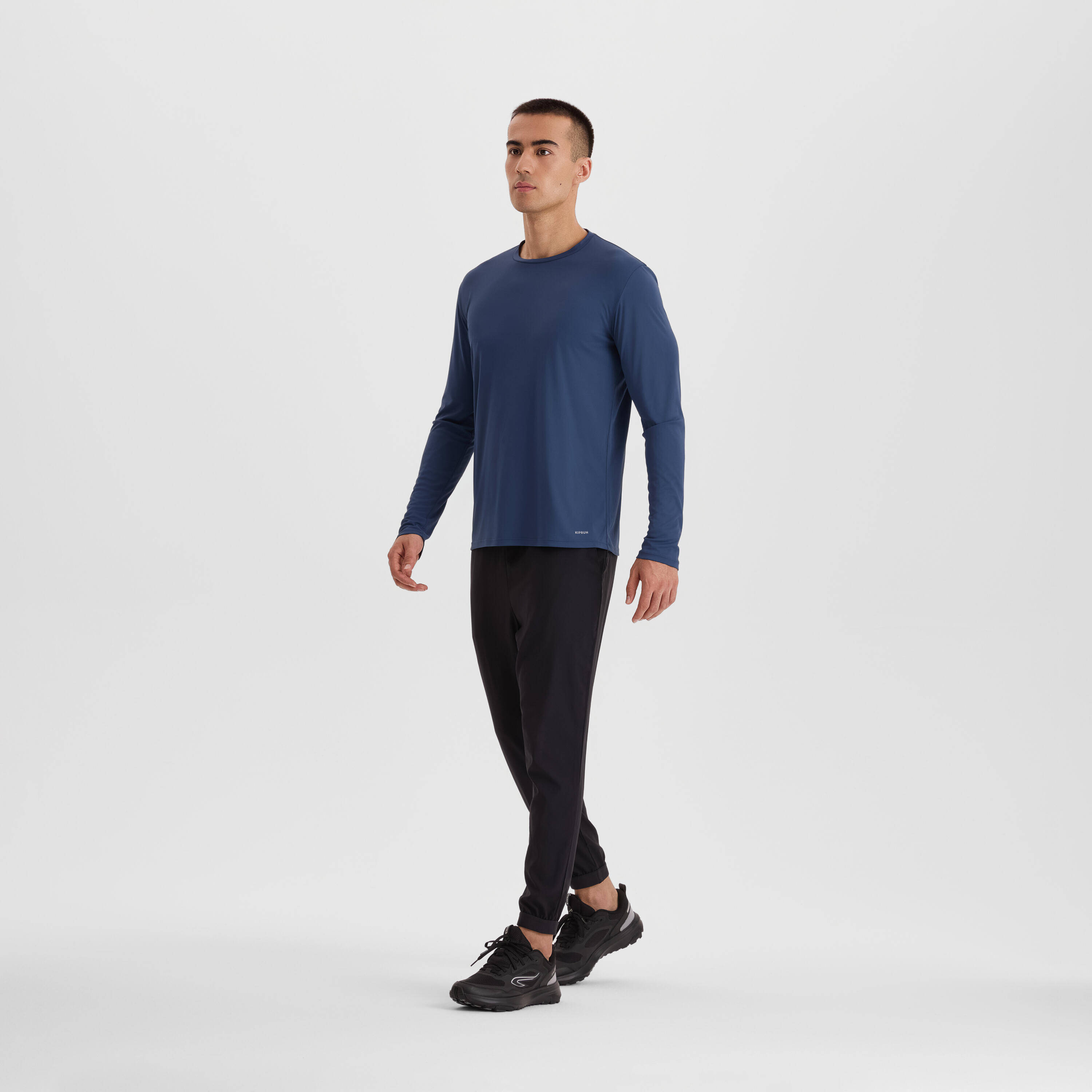 Men's Running Long-Sleeved T-Shirt Anti-UV - KIPRUN Dry 500 UV Blue Grey -  5