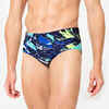 Men’s square-cut swim trunks 900 Motu blue green