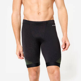 Men's Swimming Jammer 500 Fiti Secure Fit & Durable Black Yellow