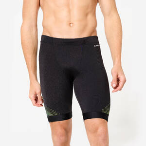 Men's Swimming Jammer 500 Fiti Secure Fit & Durable Black Yellow