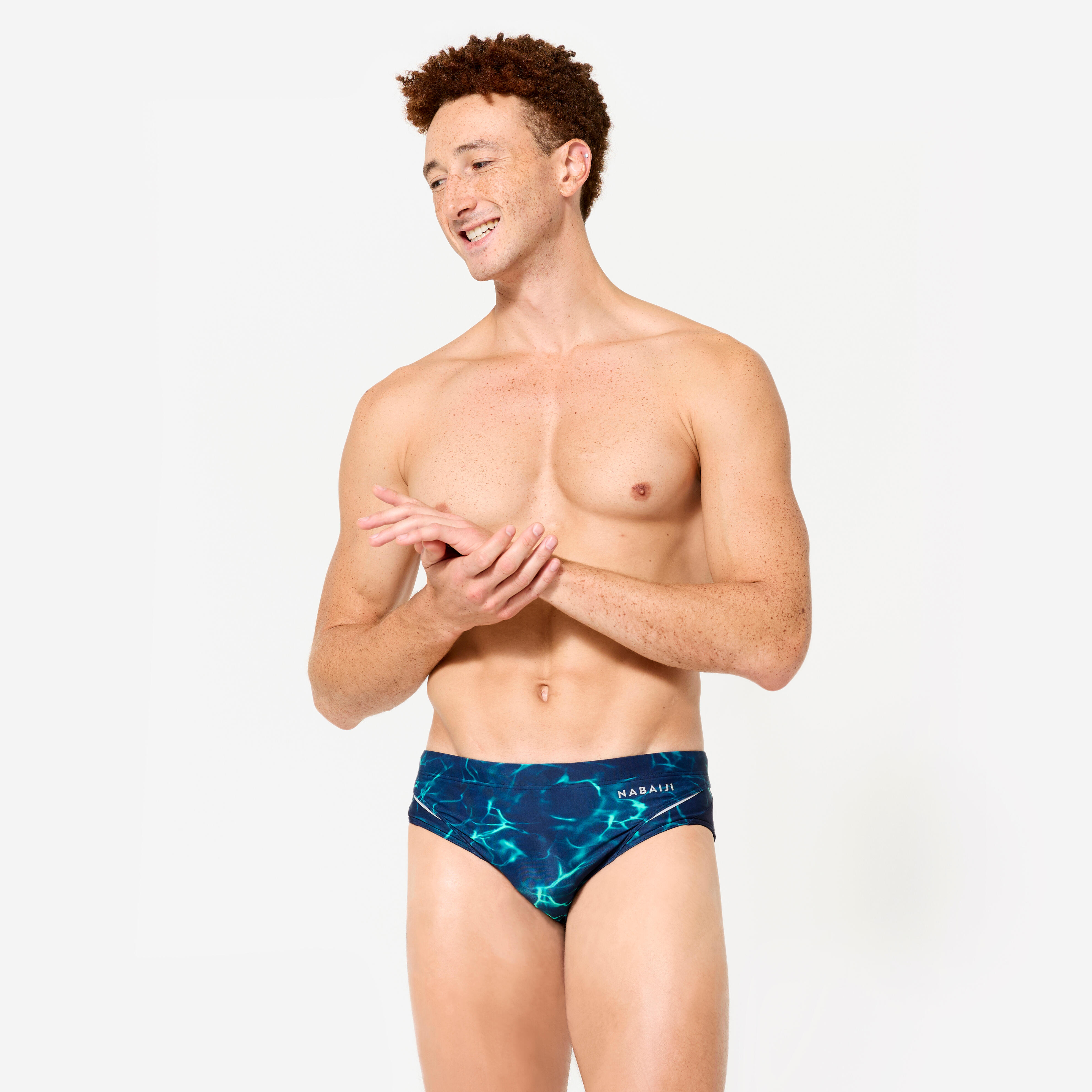 Men's Swim Briefs 900 Tiara Secure Fit & Stylish Blue Green