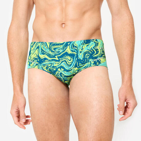 Slip de bain bandeau natation Homme - 900 pint jaune vert