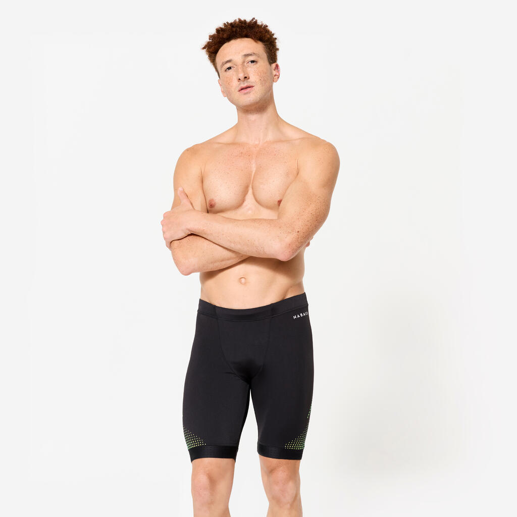 Maillot de bain jammer natation Homme - 500 Fiti noir jaune