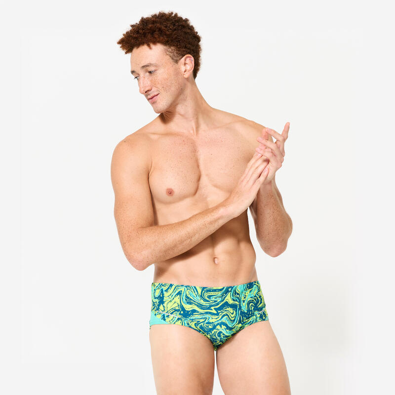 Slip de bain bandeau natation Homme - 900 pint jaune vert